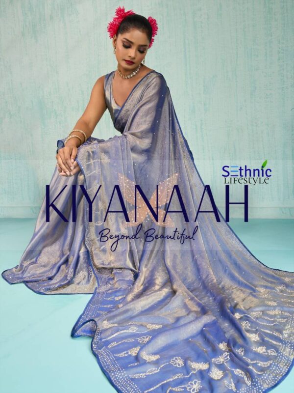 Sethnic Kiyanaah Dual Tone Velvet Chiffon Fancy Saree Catalog Wholesale Collection Exporter