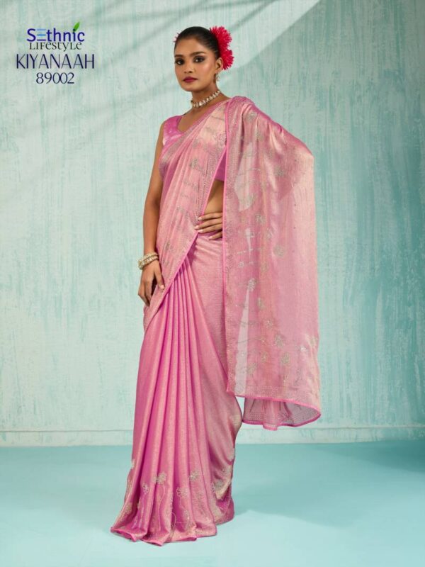Sethnic Kiyanaah Dual Tone Velvet Chiffon Fancy Saree Catalog Wholesale Collection Exporter - Image 4