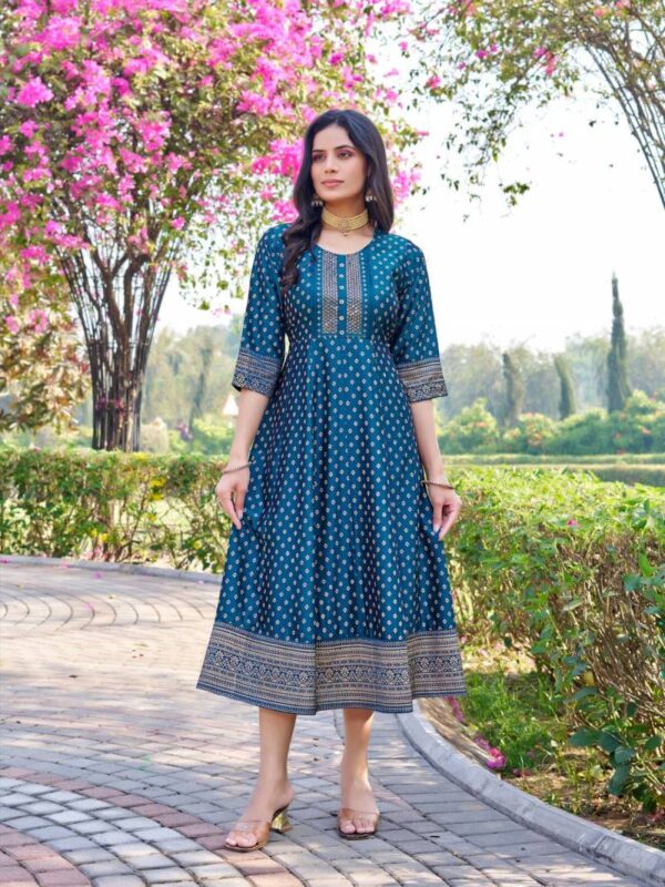 Aanchi Jeevika 2 Rangeela Silk Readymade Flair Kurti Catalog Wholesale Collection Exporter - Image 3