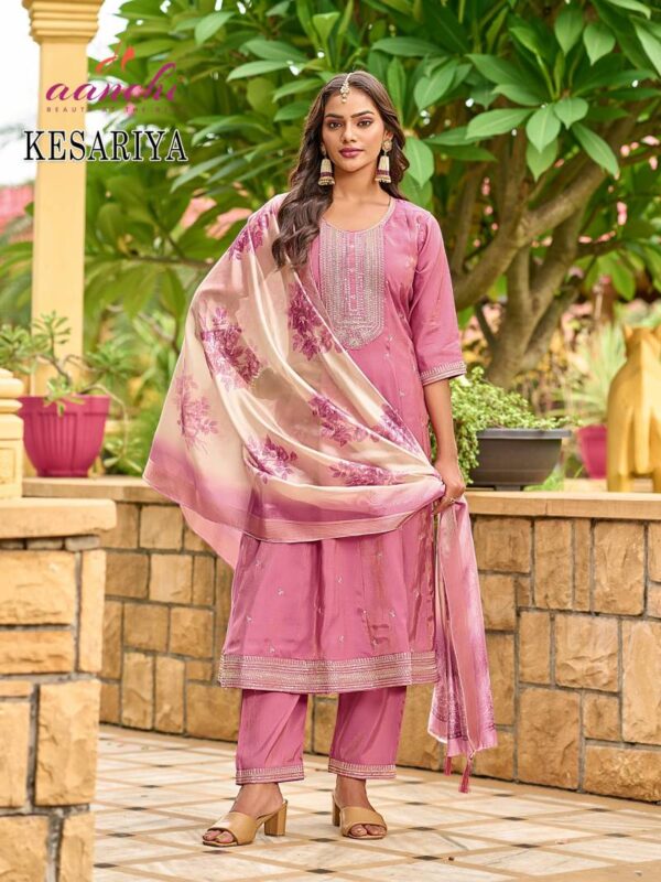 Aanchi Kesariya Roman Shimmer Readymade Catalog Wholesale Collection Exporter - Image 2