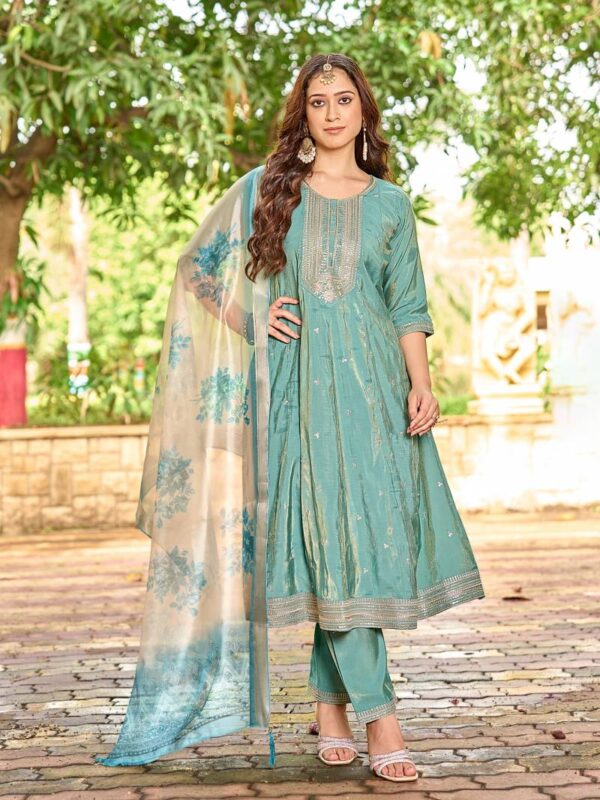 Aanchi Kesariya Roman Shimmer Readymade Catalog Wholesale Collection Exporter - Image 3