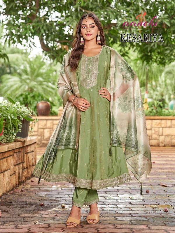 Aanchi Kesariya Roman Shimmer Readymade Catalog Wholesale Collection Exporter - Image 4