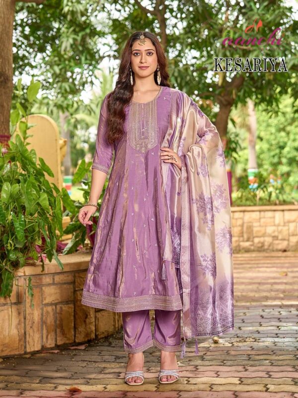 Aanchi Kesariya Roman Shimmer Readymade Catalog Wholesale Collection Exporter - Image 5