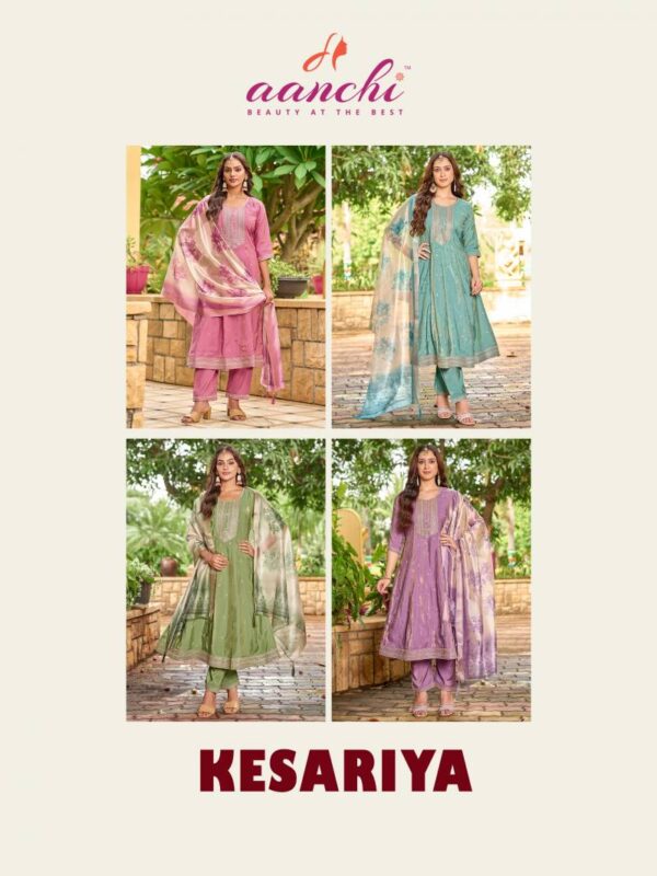 Aanchi Kesariya Roman Shimmer Readymade Catalog Wholesale Collection Exporter - Image 6