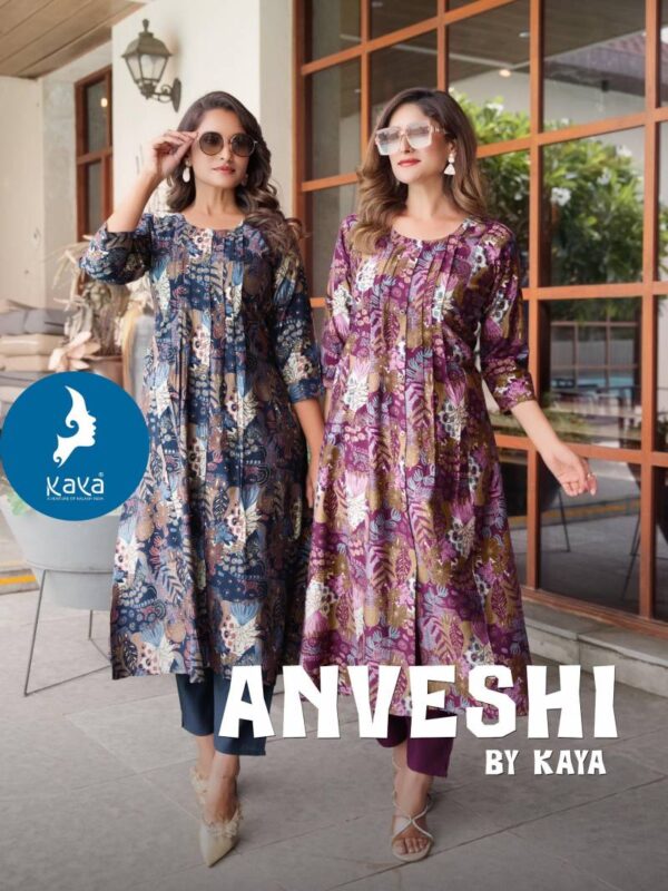 Kaya Anveshi Vertican Print With Foil Kurti With Bottom Catalog Wholesale Collection Exporter