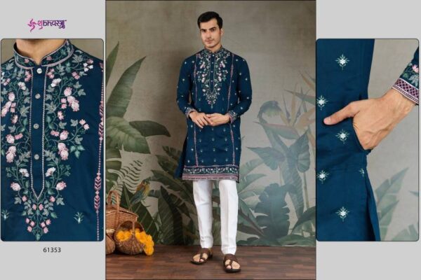 Shubhvastra The Fusion Fits 3 Viscose Silk Mens Kurta Catalog Wholesale Collection Exporter - Image 4