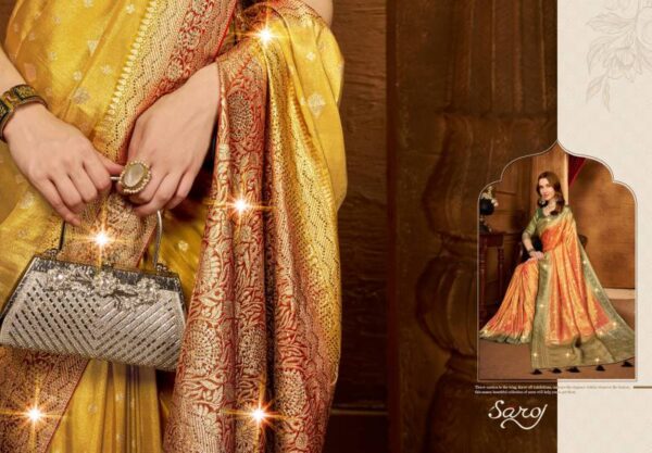 Saroj Kaavisha Tissue Saroski Vol 1 Designer Sarees Wholesale Catalog Collection Exporter - Image 2