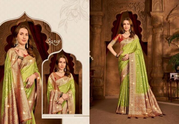 Saroj Kaavisha Tissue Saroski Vol 1 Designer Sarees Wholesale Catalog Collection Exporter - Image 4