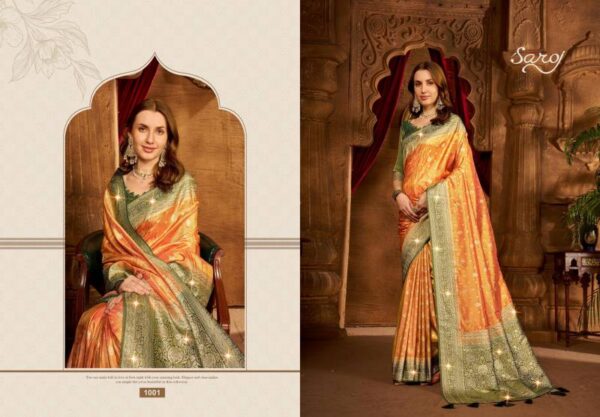 Saroj Kaavisha Tissue Saroski Vol 1 Designer Sarees Wholesale Catalog Collection Exporter - Image 6