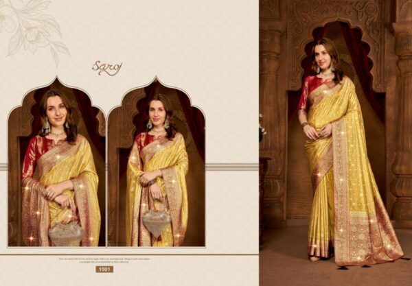 Saroj Kaavisha Tissue Saroski Vol 1 Designer Sarees Wholesale Catalog Collection Exporter - Image 7