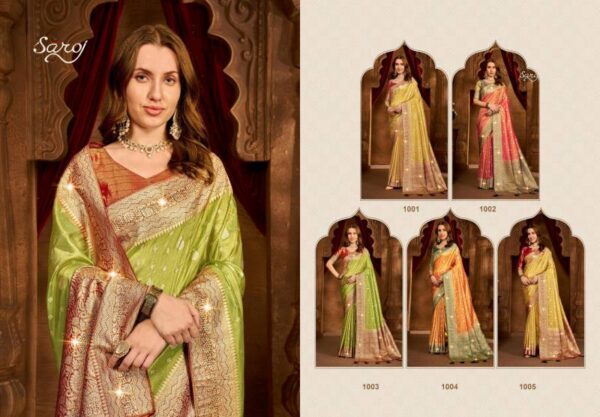 Saroj Kaavisha Tissue Saroski Vol 1 Designer Sarees Wholesale Catalog Collection Exporter - Image 8