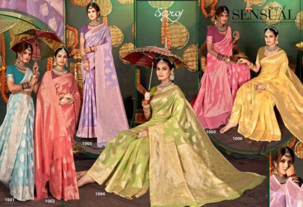 Saroj Baghban Linen vol 2 linen Cotton Rich Pallu Saree Catalog Wholesale Collection Exporter - Image 8