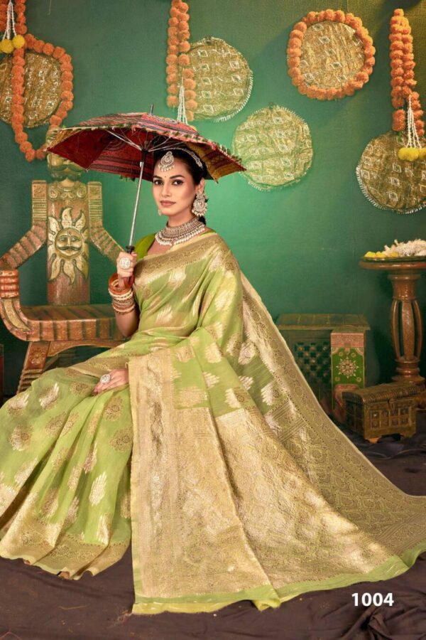 Saroj Baghban Linen vol 2 linen Cotton Rich Pallu Saree Catalog Wholesale Collection Exporter - Image 5