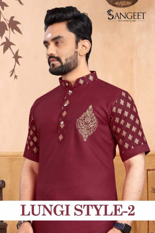 Lungi Style Vol 2 Colours Slub Cotton Gold Printed Men Shirts Catalog Wholesale Collection Exporter