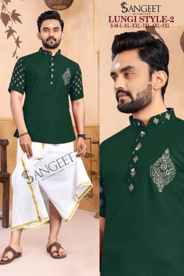 Lungi Style Vol 2 Colours Slub Cotton Gold Printed Men Shirts Catalog Wholesale Collection Exporter - Image 6