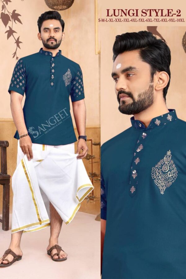 Lungi Style Vol 2 Colours Slub Cotton Gold Printed Men Shirts Catalog Wholesale Collection Exporter - Image 7