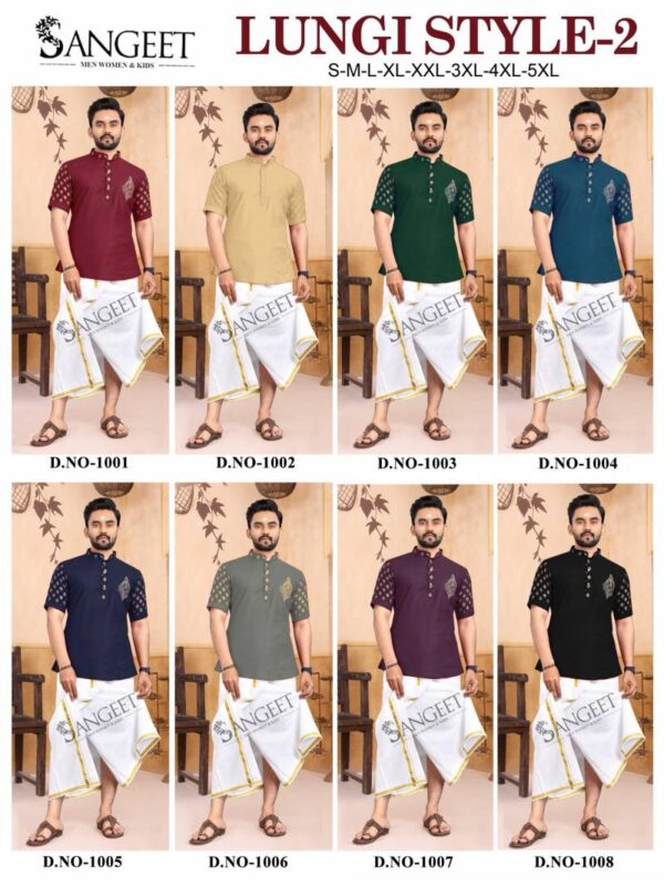 Lungi Style Vol 2 Colours Slub Cotton Gold Printed Men Shirts Catalog Wholesale Collection Exporter - Image 8