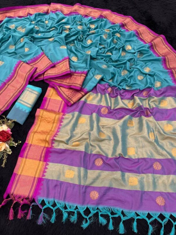 Aab Cotton Paithani 04 Cotton Silk Fancy Saree Catalog Wholesale Collection Exporter - Image 2