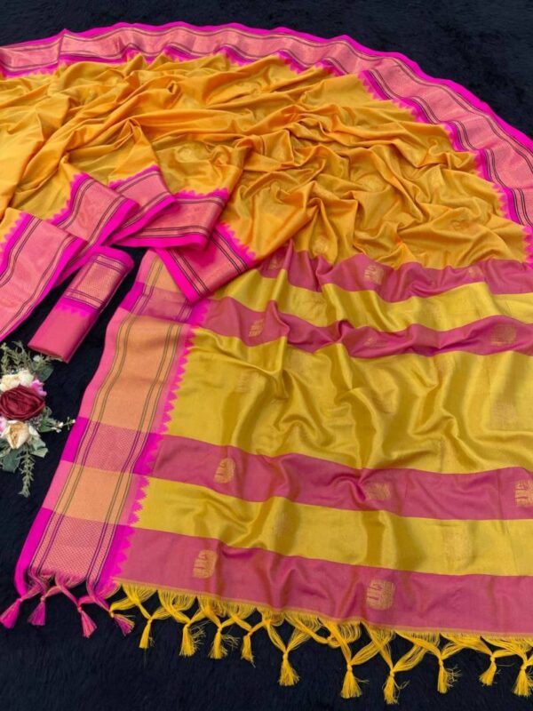 Aab Cotton Paithani 04 Cotton Silk Fancy Saree Catalog Wholesale Collection Exporter - Image 4