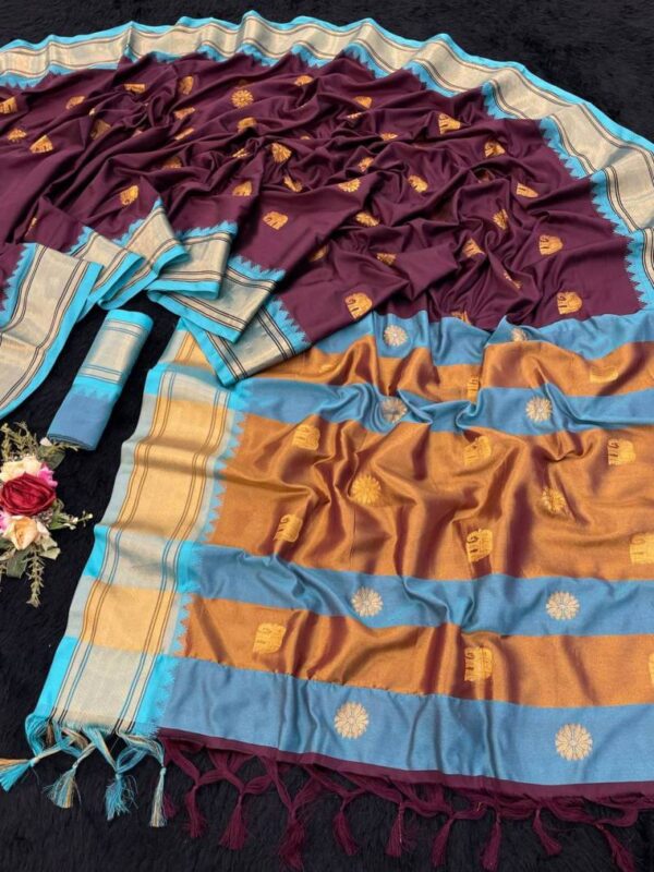 Aab Cotton Paithani 04 Cotton Silk Fancy Saree Catalog Wholesale Collection Exporter - Image 6