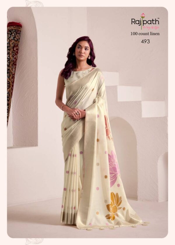 Rajpath Dinamic Silk Soft Linen Fancy Saree Catalog Wholesale Collection Exporter - Image 4