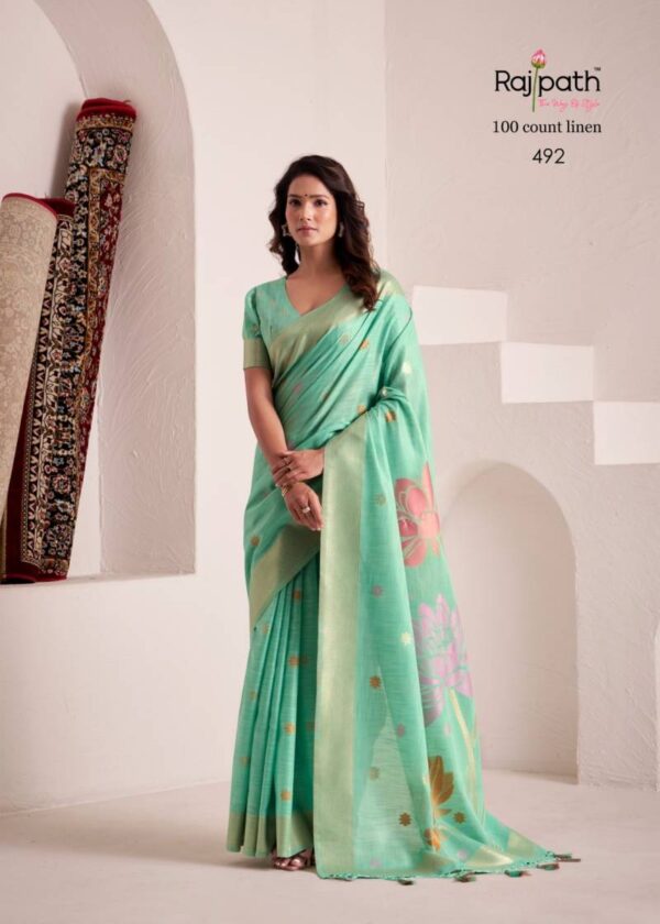 Rajpath Dinamic Silk Soft Linen Fancy Saree Catalog Wholesale Collection Exporter - Image 2