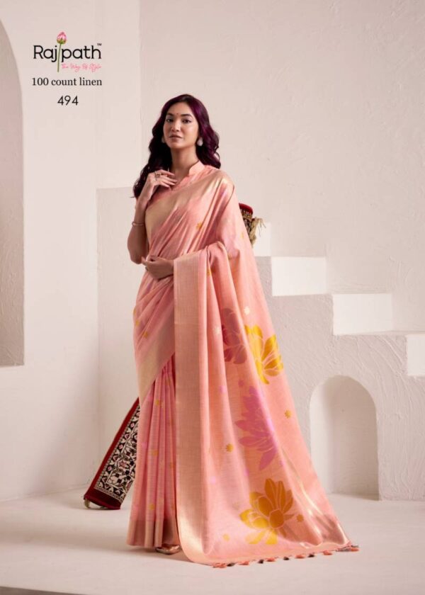 Rajpath Dinamic Silk Soft Linen Fancy Saree Catalog Wholesale Collection Exporter - Image 5