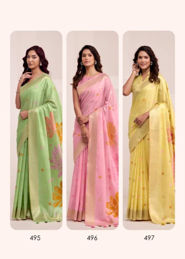 Rajpath Dinamic Silk Soft Linen Fancy Saree Catalog Wholesale Collection Exporter - Image 9