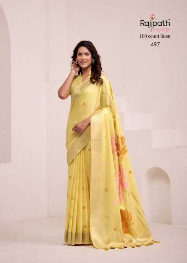 Rajpath Dinamic Silk Soft Linen Fancy Saree Catalog Wholesale Collection Exporter - Image 3