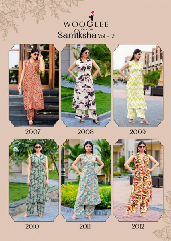 Wooglee Samiksha Vol 2 Rayon Printed Co Ord Set Catalog Wholesale Collection Exporter - Image 7