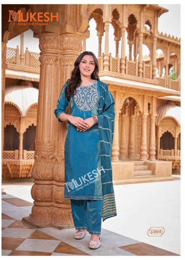 Mukesh Sindoor Embroidered Top Bottom With Dupatta Catalog Wholesale Collection Exporter - Image 4
