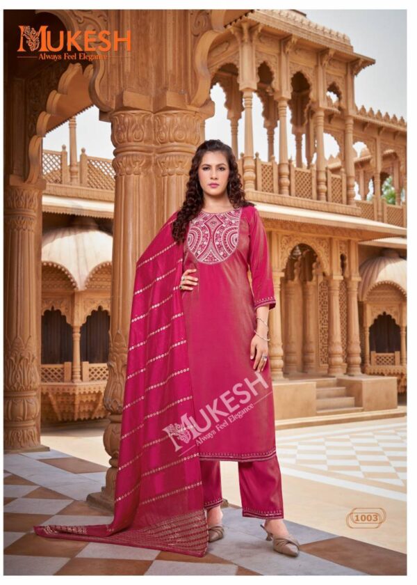 Mukesh Sindoor Embroidered Top Bottom With Dupatta Catalog Wholesale Collection Exporter - Image 5