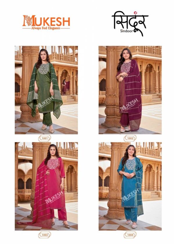 Mukesh Sindoor Embroidered Top Bottom With Dupatta Catalog Wholesale Collection Exporter - Image 6