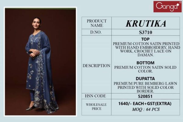 Ganga Krutika Cotton Satin Printed Salwar Kameez Catalog Wholesale Collection Exporter - Image 5