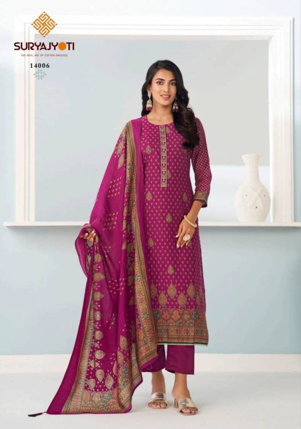SuryaJyoti Pushpa Vol 14 Modal Printed Dress Material Catalog Wholesale Collection Exporter - Image 7