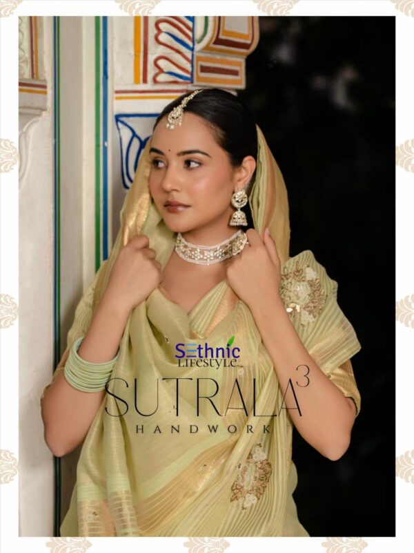 Sethnic Sutrala 3 Tissue Linen With Dual Colour Zari Patta Saree Catalog Wholesale Catalog Wholesale Collection Exporter