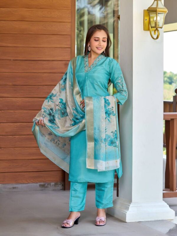 Aanchi Pankhi Shimmer Straight Kurti Bottom With Dupatta Catalog Wholesale Collection Exporter - Image 5