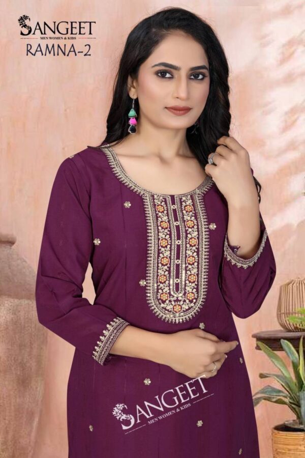 Sangeet Ramna 2 Rayon Embroidered Short Kurti Catalog Wholesale Collection Exporter