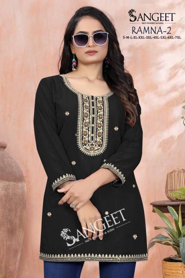 Sangeet Ramna 2 Rayon Embroidered Short Kurti Catalog Wholesale Collection Exporter - Image 5