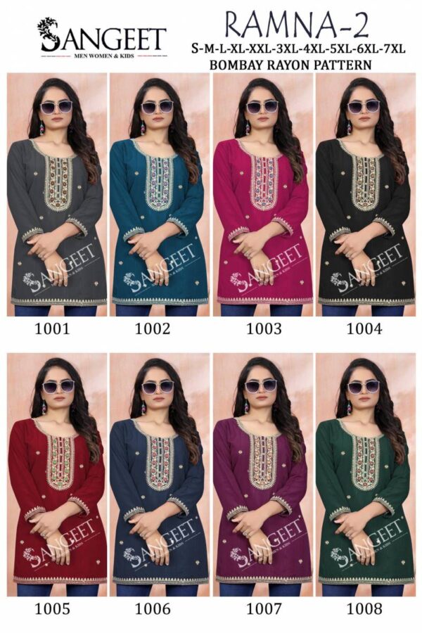 Sangeet Ramna 2 Rayon Embroidered Short Kurti Catalog Wholesale Collection Exporter - Image 10