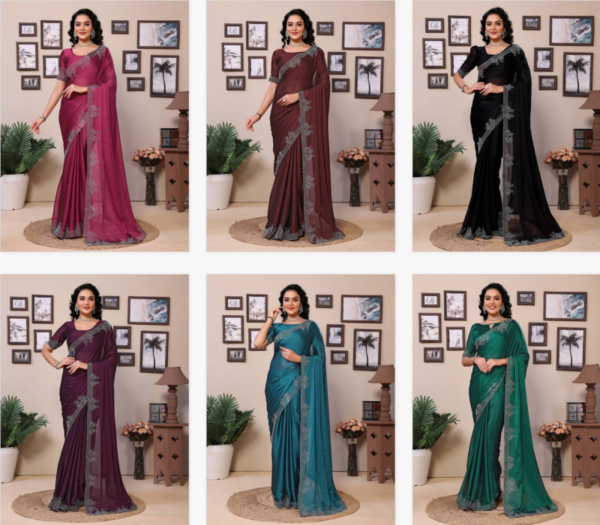 Hp Series 517 Rangoli With Diamond Work Saree Catalog Wholesale Collection Exporter - Image 7