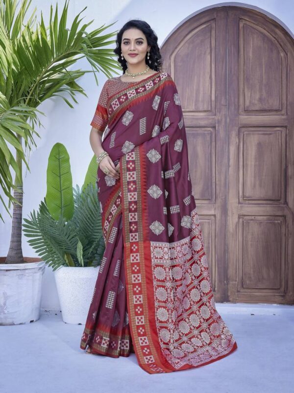 Hp Series 518 Silk Blend Woven Saree Catalog Wholesale Collection Exporter - Image 2