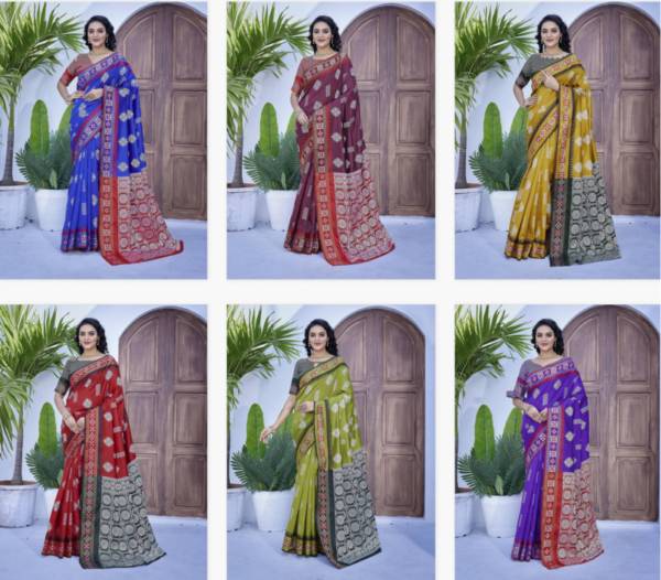 Hp Series 518 Silk Blend Woven Saree Catalog Wholesale Collection Exporter - Image 7