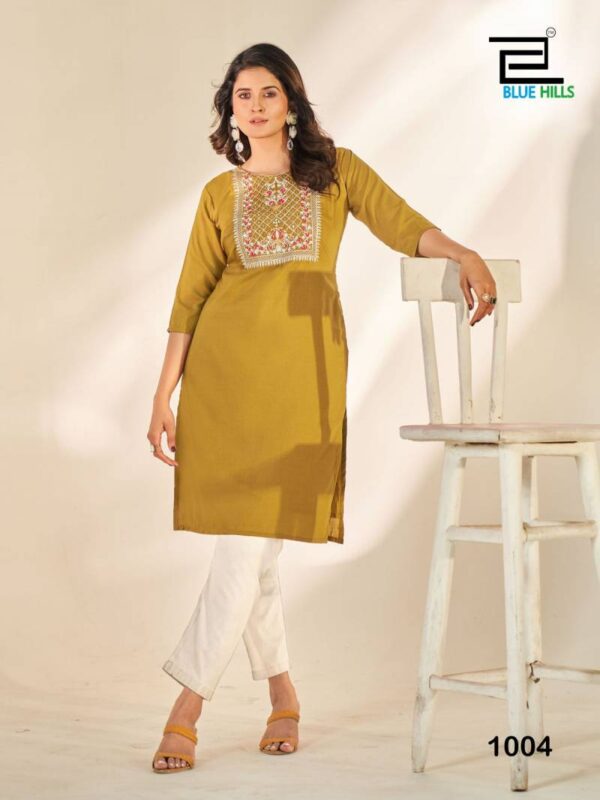 Blue Hills Sonia Soft Silk Thread Embroidered Kurti Catalog Wholesale Collection Exporter