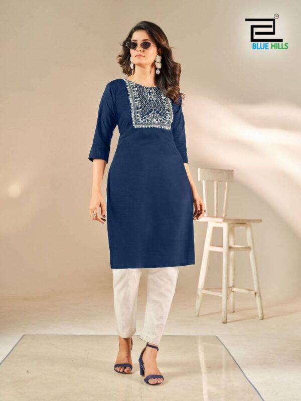 Blue Hills Sonia Soft Silk Thread Embroidered Kurti Catalog Wholesale Collection Exporter - Image 4