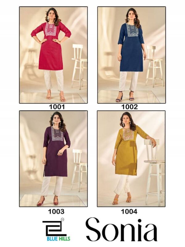 Blue Hills Sonia Soft Silk Thread Embroidered Kurti Catalog Wholesale Collection Exporter - Image 5