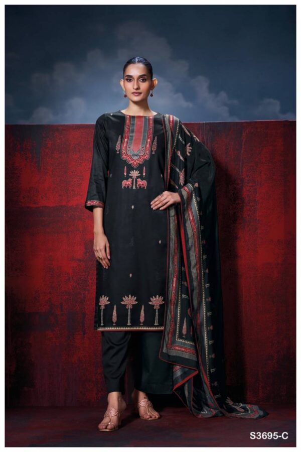 Ganga Fiyoni Cotton Satin Printed Salwar Kameez Catalog Wholesale Collection Exporter - Image 5