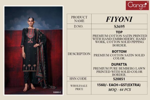 Ganga Fiyoni Cotton Satin Printed Salwar Kameez Catalog Wholesale Collection Exporter - Image 7