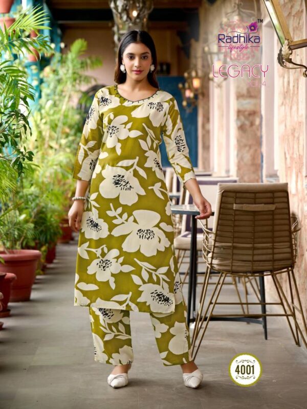 Radhika Legacy Vol 4 Rayon Printed Co Ord Set Catalog Wholesale Collection Exporter - Image 2