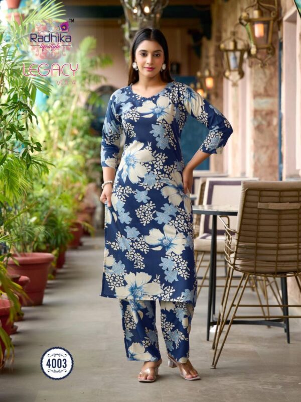 Radhika Legacy Vol 4 Rayon Printed Co Ord Set Catalog Wholesale Collection Exporter - Image 3